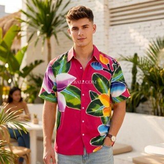 Hot Sale Men Shirt Rayon Hand Painted Made in Bali